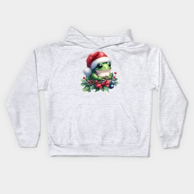 Christmas Frog Kids Hoodie by CAutumnTrapp